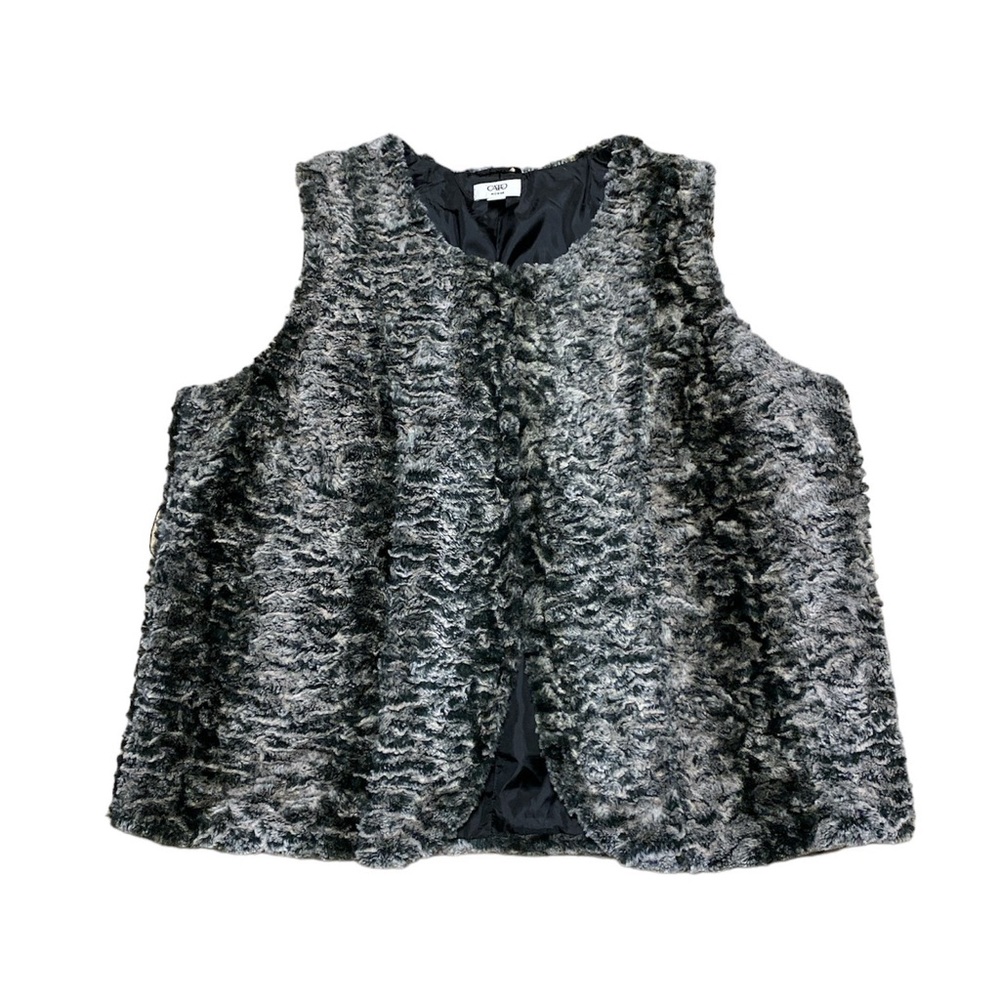 Cato Faux Fur Vest Plus Size 18-20 Grey Black NO BELT